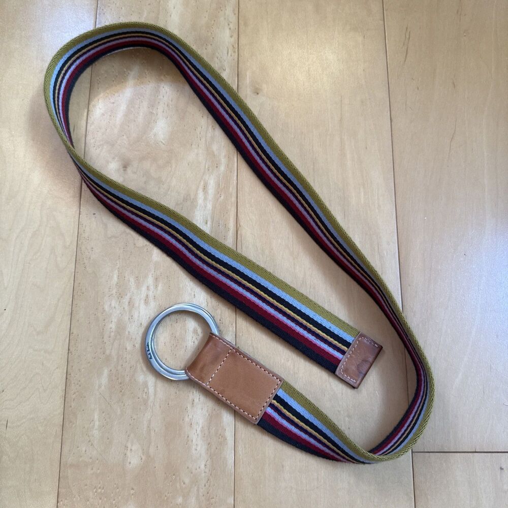PAUL SMITH STRIPED D RING CANVAS MEN’S BELT SZE 36